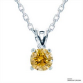 1 Carat Amber Solitaire Pendant Made with Swarovski Zirconia